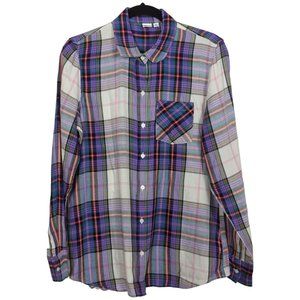 GAP plaid purple long sleeve button up women shirt‎ blouse size M